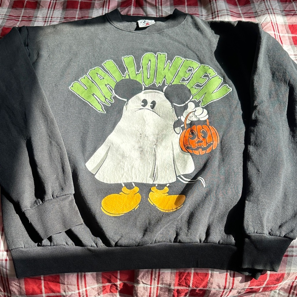 Vintage Mickey mouse Halloween Ghost Sweatshirt XL unisex print on both sides - Picture 3 of 16